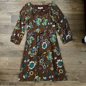 NWOT$298 TIBI silk floral smocked dress size 6, Small.